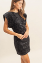 Black Sequin Velvet Mini Dress image 0