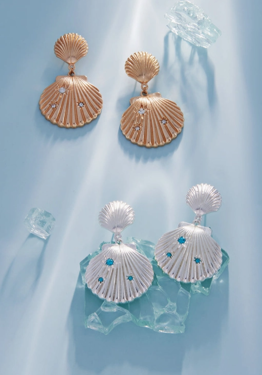 Golden Shell Statement Earrings image 0