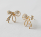Vintage Inspired Pearl and Cubic Zirconia Bowknot Earrings image 1