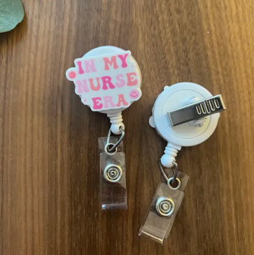 Pink “In My Nurse Era” Badge Reel – Handmade & Swiftie-Inspired image 1