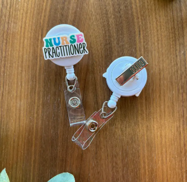 Colorful “Nurse Practitioner” Badge Reel – Handmade image 1