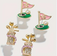 Pink Golf Stud Earring Set image 2