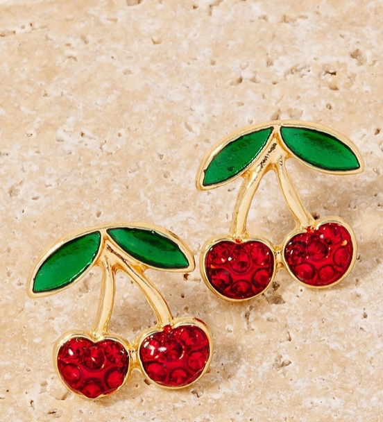 Cherry Rhinestone Stud Earrings image 0