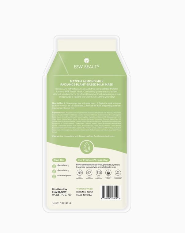 Matcha Almond Milk Radiance Plant-Based Milk Sheet Mask image 4