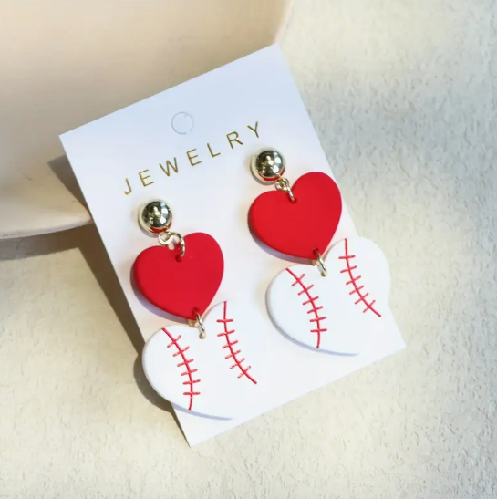 Heart of the Game Baseball Earrings image 0