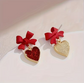 Red Heart & Bow Dangle Earrings image 1