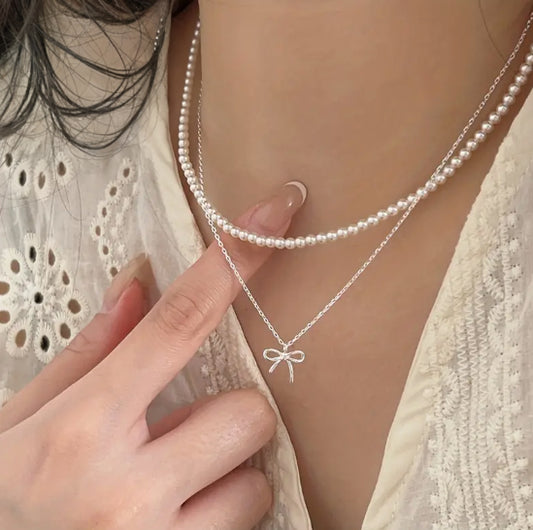 Sterling Silver Bow Necklace image 1