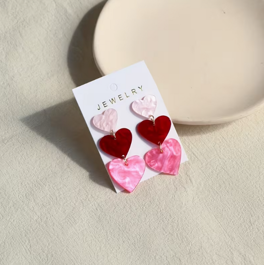 Pink 3 Tiered Acrylic Earrings image 1