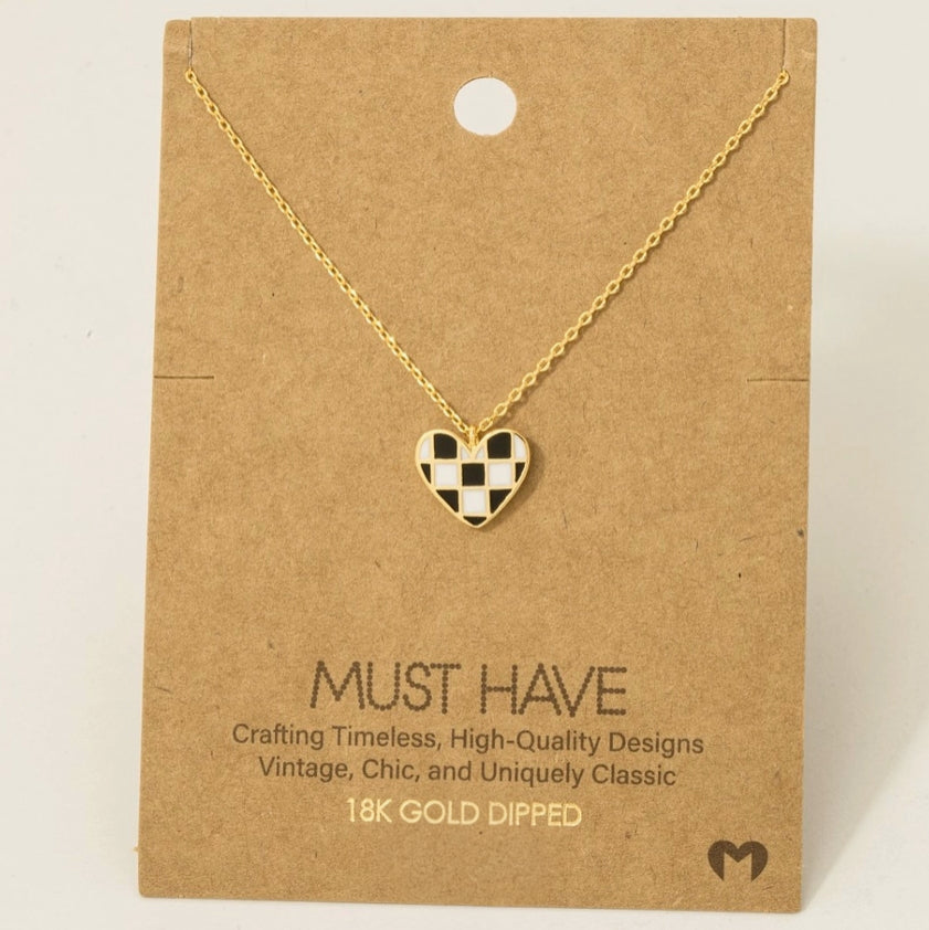Checkmate Heart Pendant Necklace image 0