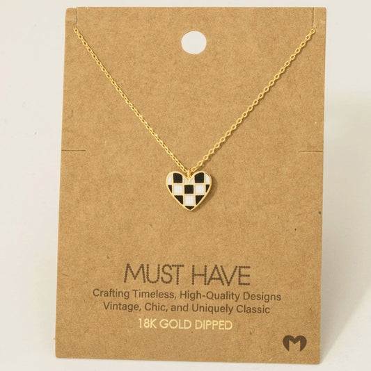 Checkmate Heart Pendant Necklace image 0