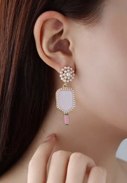 🎾 Pearl Paddle Drop Earrings – Pickleball Glam image 2