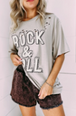 Studded Rock & Roll Graphic Tee – Vintage Gray image 0