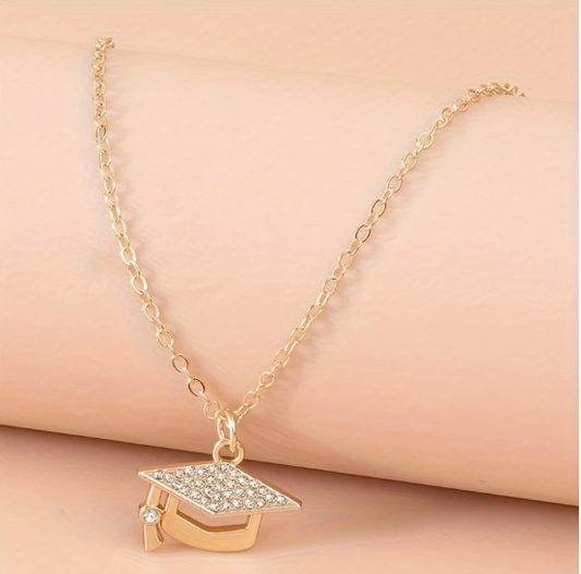 "Going Places" Graduation Necklace – Gold Cap with Sparkling Accents 🎓 image 1