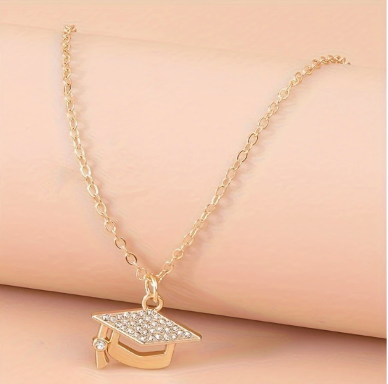 "Going Places" Graduation Necklace – Gold Cap with Sparkling Accents 🎓 image 1