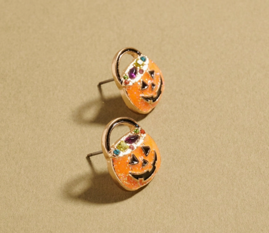Jeweled Jack-O’-Lantern Stud Earrings 🎃✨ image 1