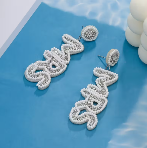 “Just Mrs.” Beaded Statement Earrings image 2