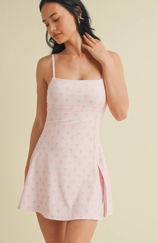 Pink Bow Coquette Cutout Active Dress image 2