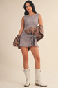 Sporty Gingham Dress - Brown image 1
