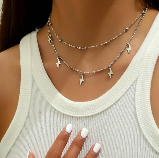 Layered Lightning Bolt Necklace image 0