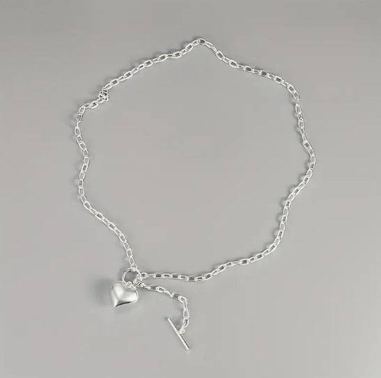 Chunky Heart Pendant Toggle Necklace image 2