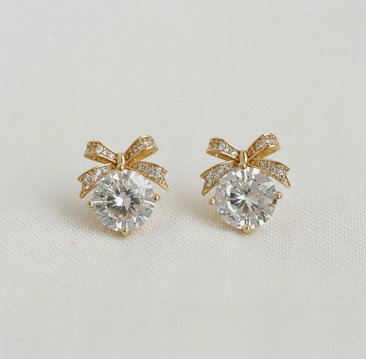 Cubic Zirconia Bow Stud Earrings image 0