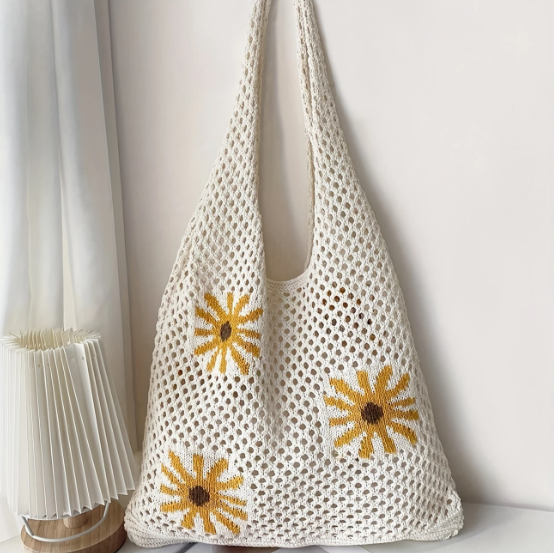 White Tote Bag with Sunflowers✨ image 0