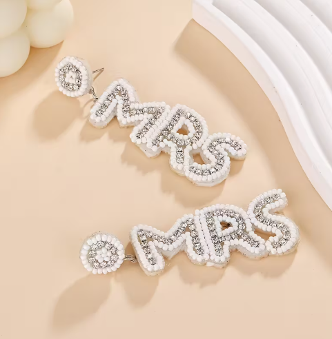 “Just Mrs.” Beaded Statement Earrings image 3