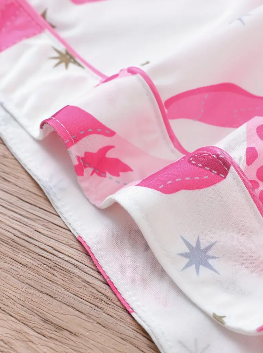💖 Howdy, Dreamer! White & Pink Cowgirl Boot Pajama Set image 7