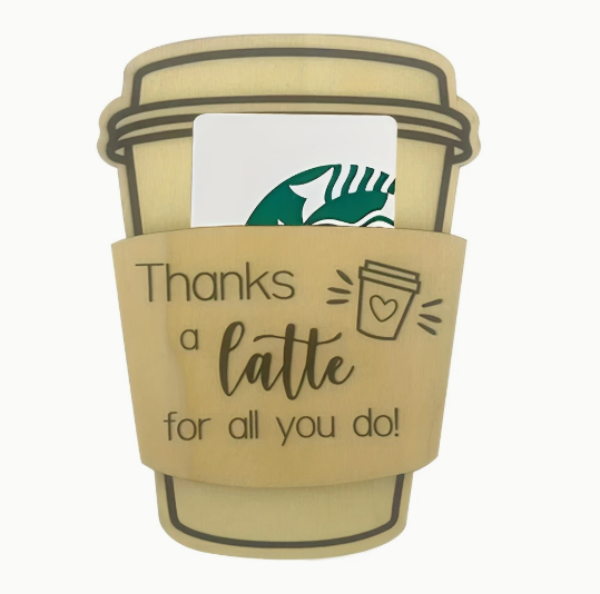 ☕ "Thanks a Latte" Wooden Gift Card Holder ☕ image 0