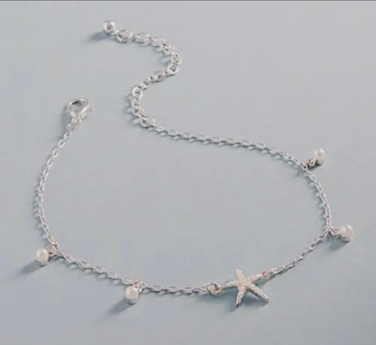 Silver Starfish and Pearl Necklace image 0