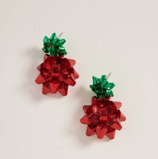 “Wrapped & Ready” Holiday Gift Bow Earrings image 0