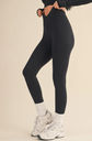 V-Cross Waist Black Leggings image 3