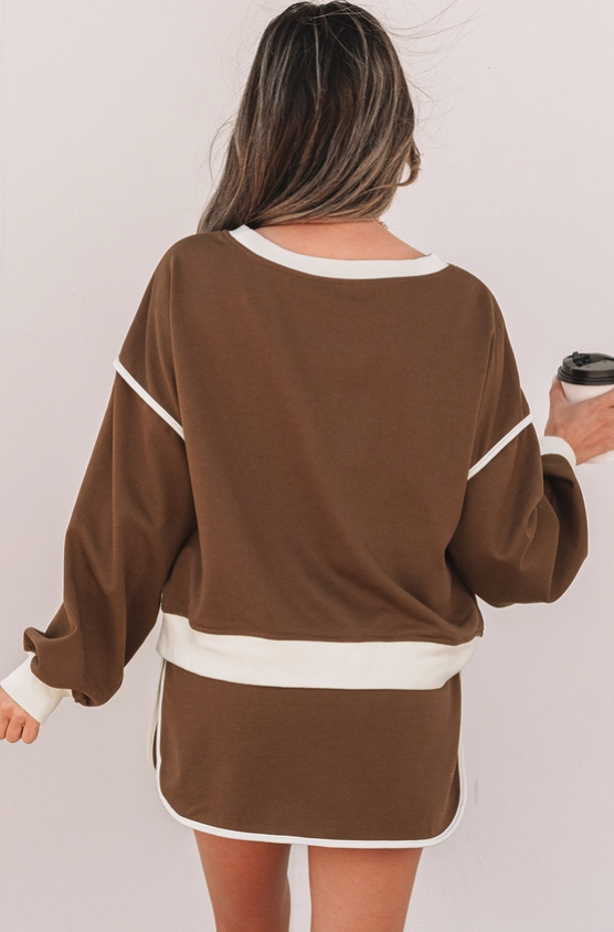 Brown Lounge Skirt Set image 2