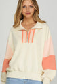 “Peachy Glow” Colorblock Half-Zip Pullover image 2