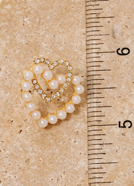 Double Love Pearl Heart Earrings image 1