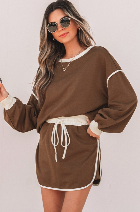 Brown Lounge Skirt Set image 1