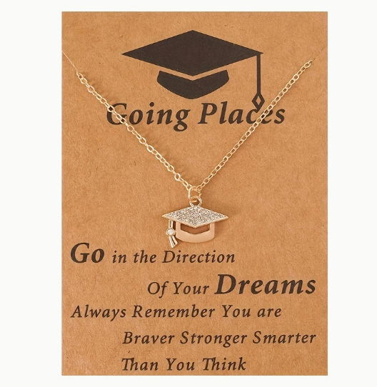 "Going Places" Graduation Necklace – Gold Cap with Sparkling Accents 🎓 image 0