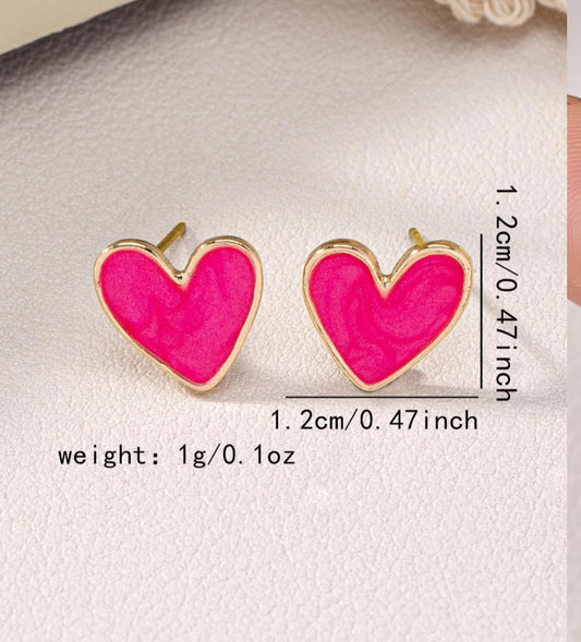 Pink Heart Stud Earrings image 1