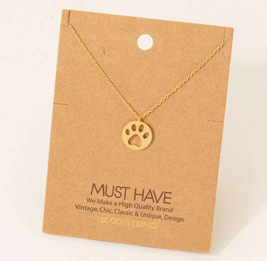 Paw Print Necklace – Gold or Silver image 1