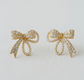 Vintage Inspired Pearl and Cubic Zirconia Bowknot Earrings image 0