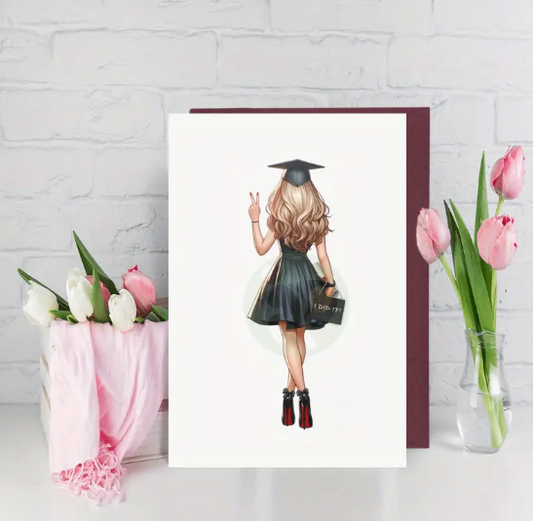 🎓 Brunette Grad Girl Graduation Card 🎓 image 1