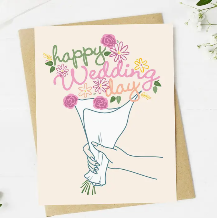 💐 “Happy Wedding Day” Card – Handheld Bouquet Edition 🌸 image 0