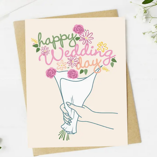 💐 “Happy Wedding Day” Card – Handheld Bouquet Edition 🌸 image 0