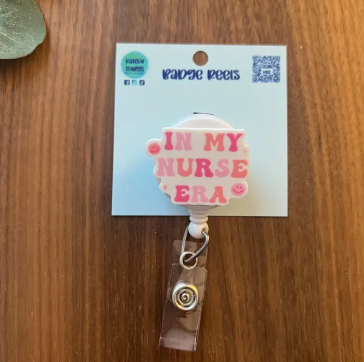 Pink “In My Nurse Era” Badge Reel – Handmade & Swiftie-Inspired image 0