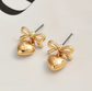 Gold Bow and Heart Earrings image 1