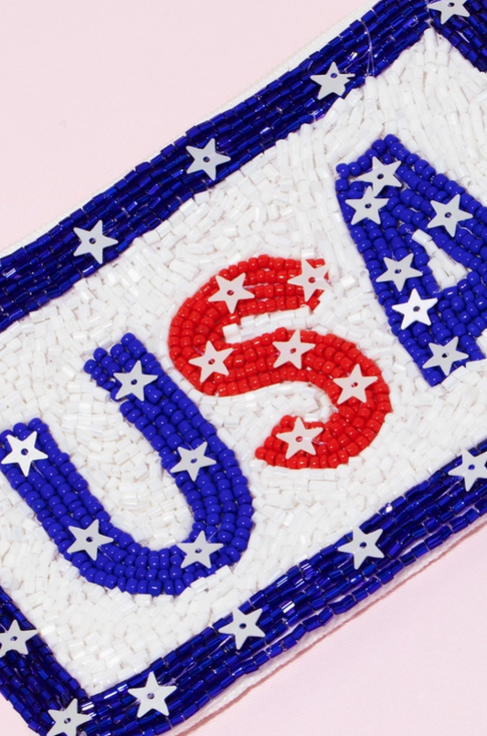 USA Beaded Coin Purse – Star-Spangled Sparkle Edition ✨ image 1