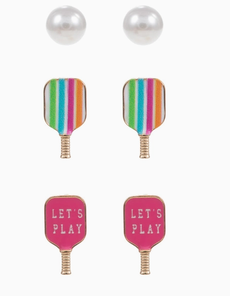 🎀 Let’s Play Pickleball Earring Trio Set – 4 Style Options! image 3