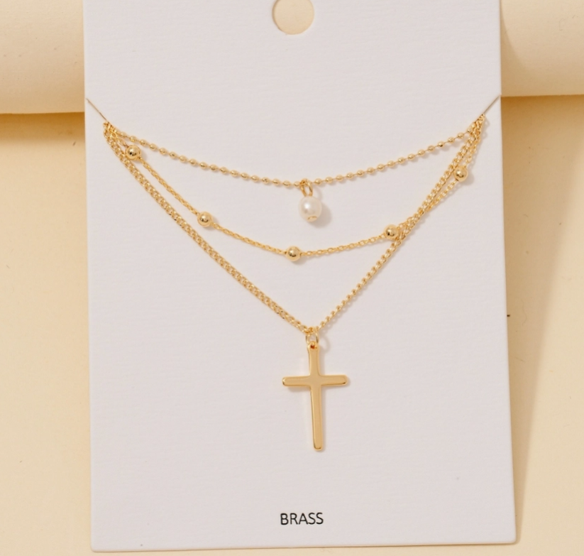 Layered Cross Necklace ✝️✨ image 1