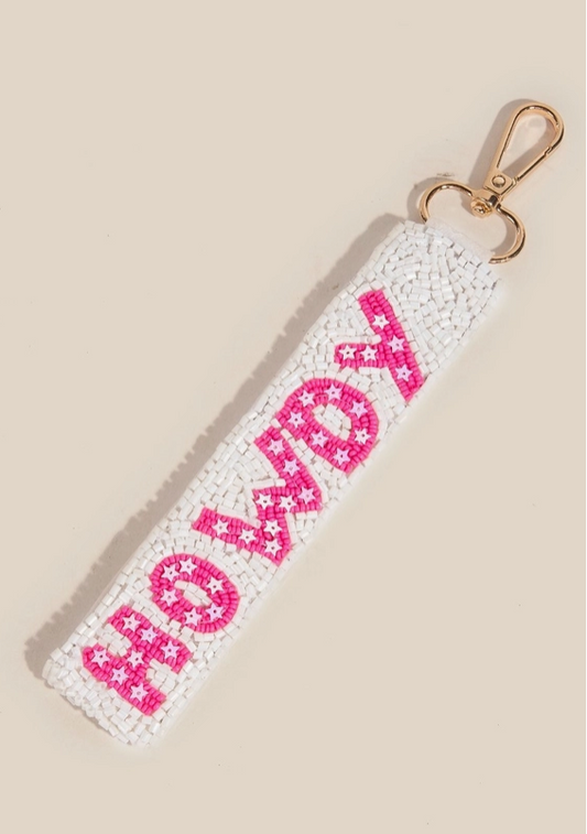 🤠 Beaded “Howdy” Keychain – Pink Cowgirl Edition 💕 image 0