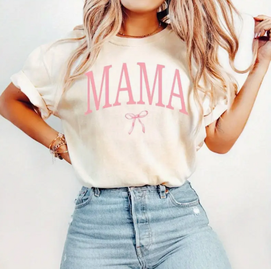MAMA Graphic Tee – Pink Bow Edition 🎀 image 0